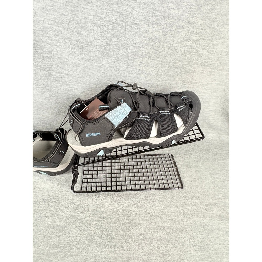 Brown Oak Sport Sandals Womens 11 Black Light Blue Hiking Water Shoes Outdoors
